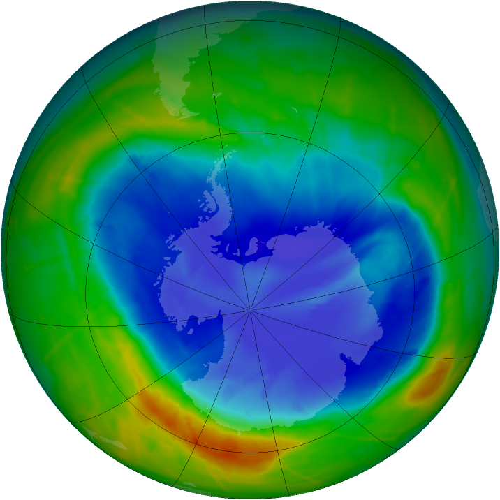 Antarctic ozone map for 14 September 2010